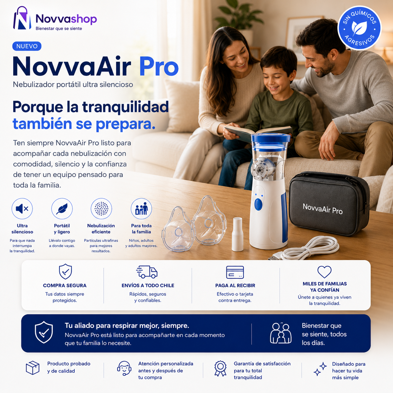 NovvaAir Pro - Nebulizador portátil ultra silencioso