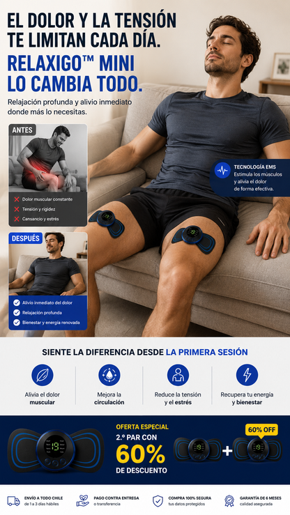 RelaxiGo™ Mini Masajeador EMS adhesivo.