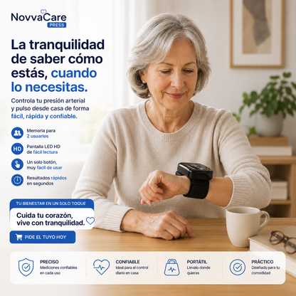 NovvaCare Press™ – Tensiómetro Digital de Muñeca