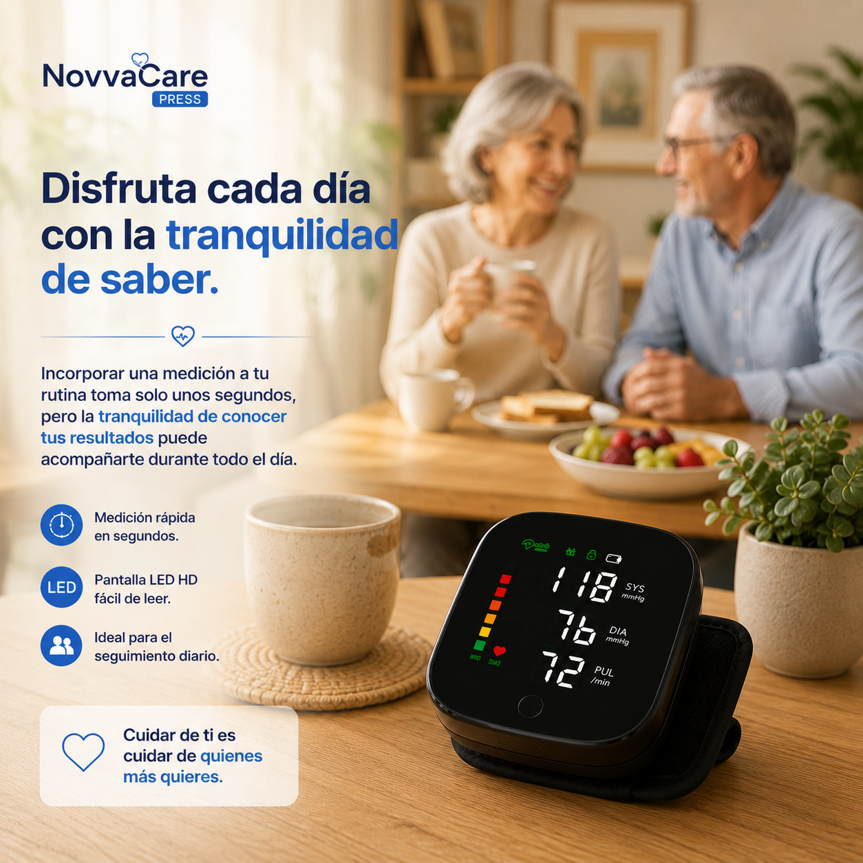 NovvaCare Press™ – Tensiómetro Digital de Muñeca