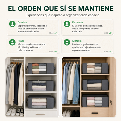 NovvaBox Organiza™ - Pack de 3 organizadores de ropa con visor