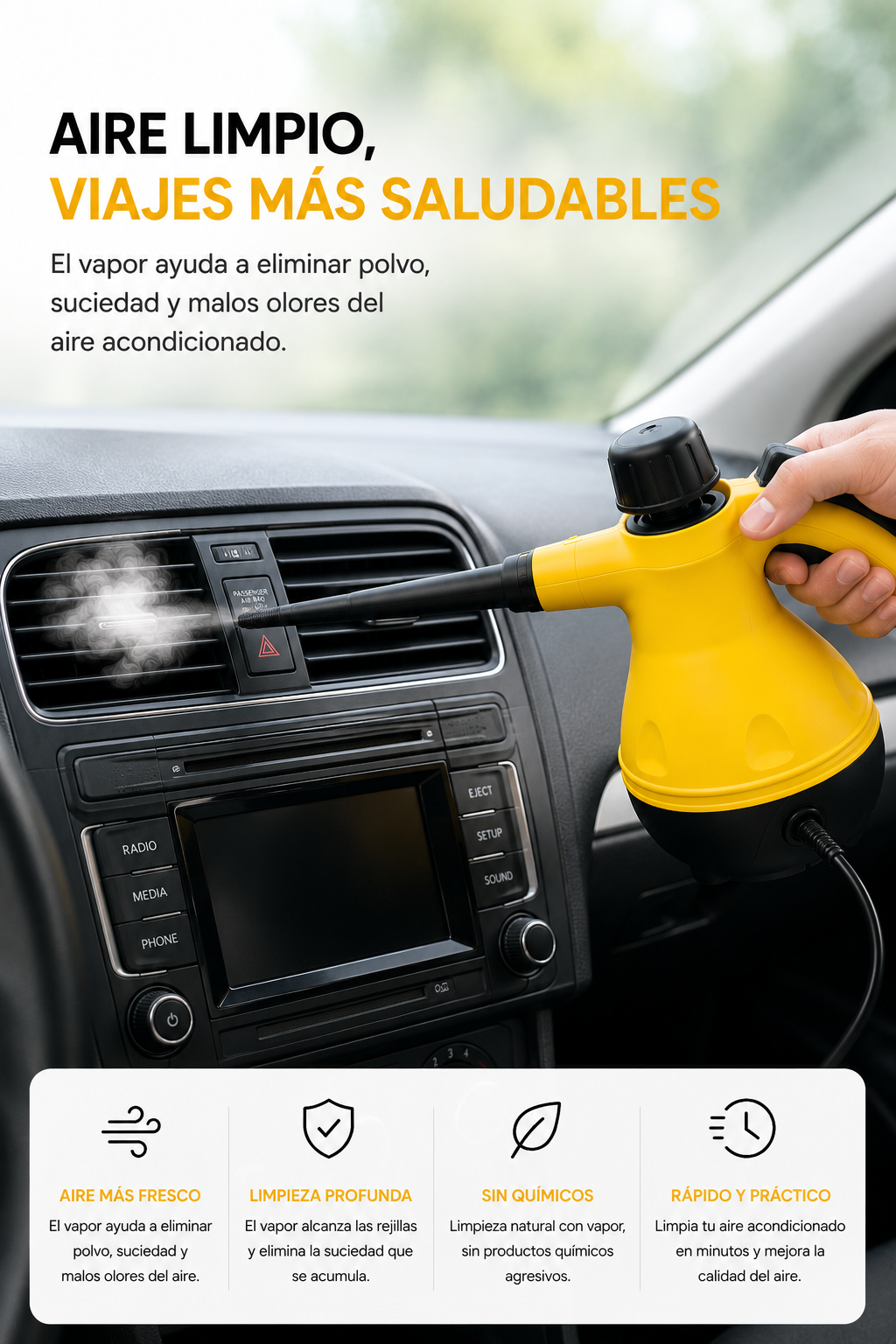 NovvaSteam™ Pro | Limpiadora a Vapor Multifunción Portátil