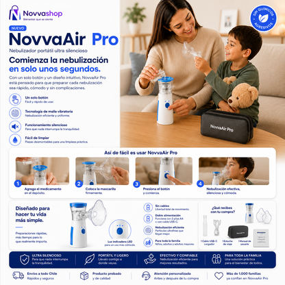 NovvaAir Pro - Nebulizador portátil ultra silencioso